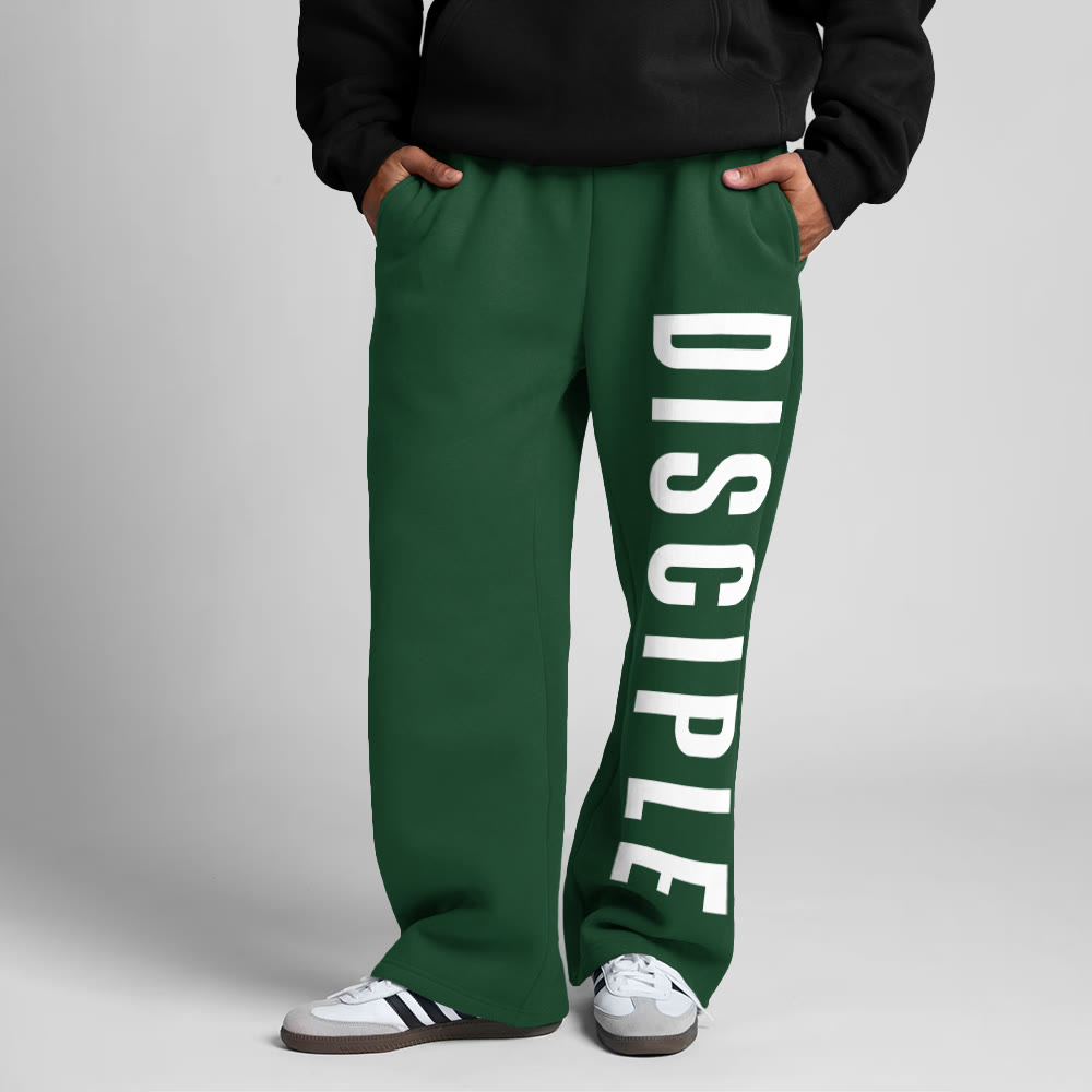Disciple Print Straight-leg Sweatpants - Green - 5XL - image 7