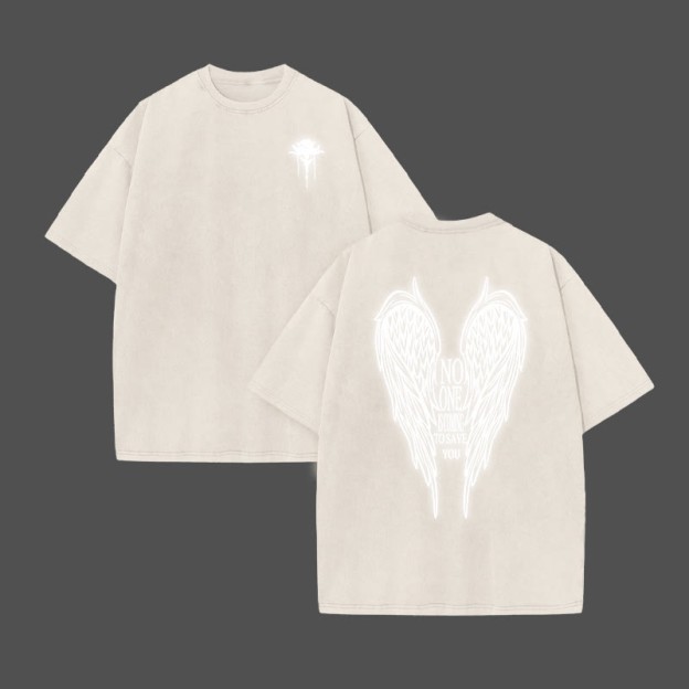 No One Is Coming To Save You Reflective Print Acid Washed T-shirt - Beige - US20-22(3XL) - image 3