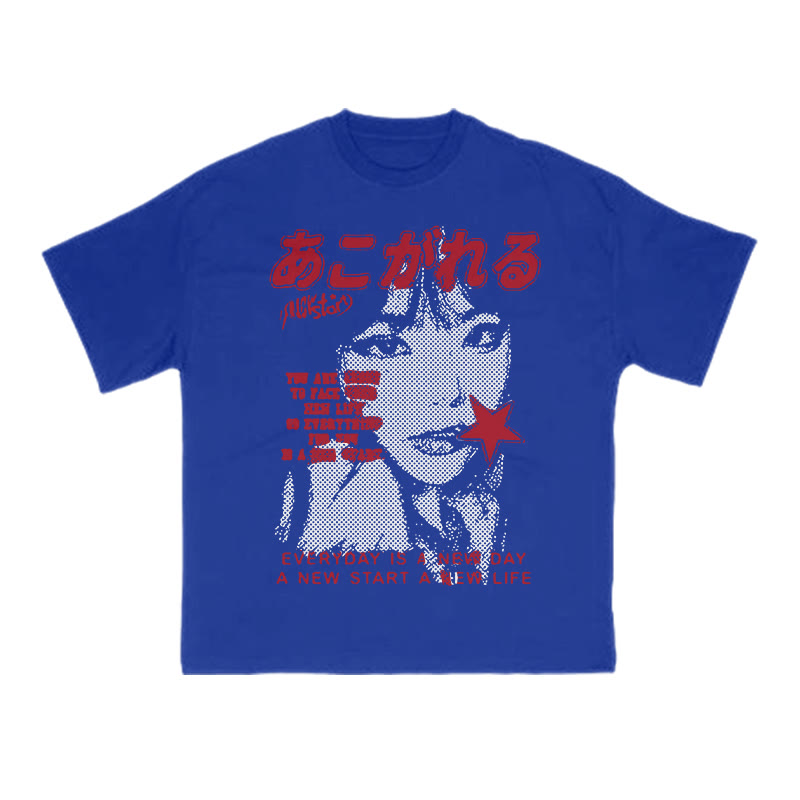 Unisex 100% Cotton Everyday Is A New Day Print T-shirt - Blue - US16-18(2XL) - image 10