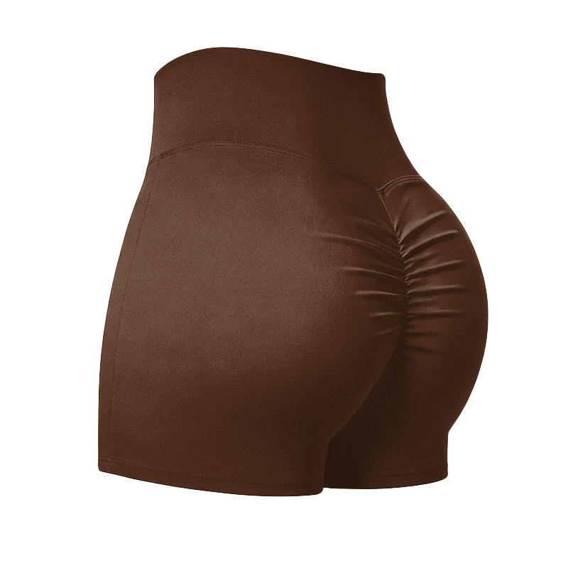 Solid Color Elevate High Waisted Scrunch Lift Active Yoga Shorts - Coffee - 4XL - image 25