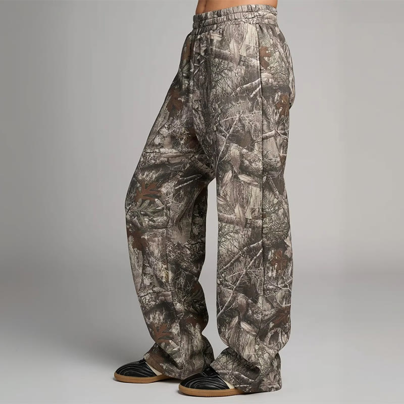 Dead Leaves Camouflage Print Straight-leg Sweatpants - image 8