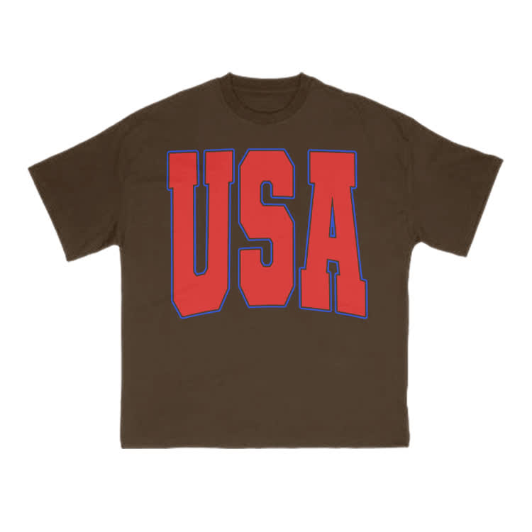 USA Print T-shirt - Coffee - US16-18(2XL) - image 7