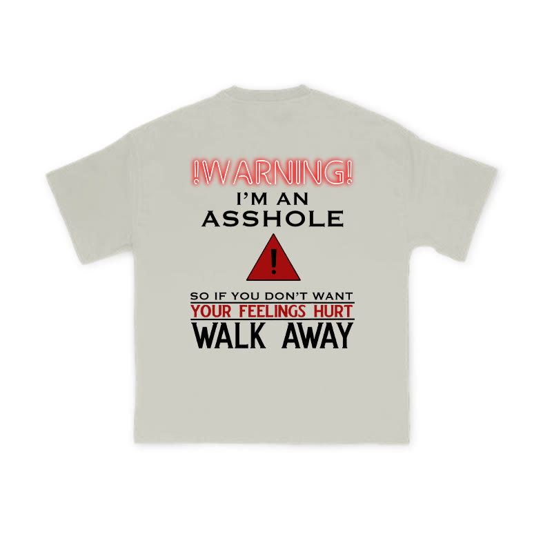Warning I'm An Asshole Print T-shirt - Warm Grey - US16-18(2XL) - image 4