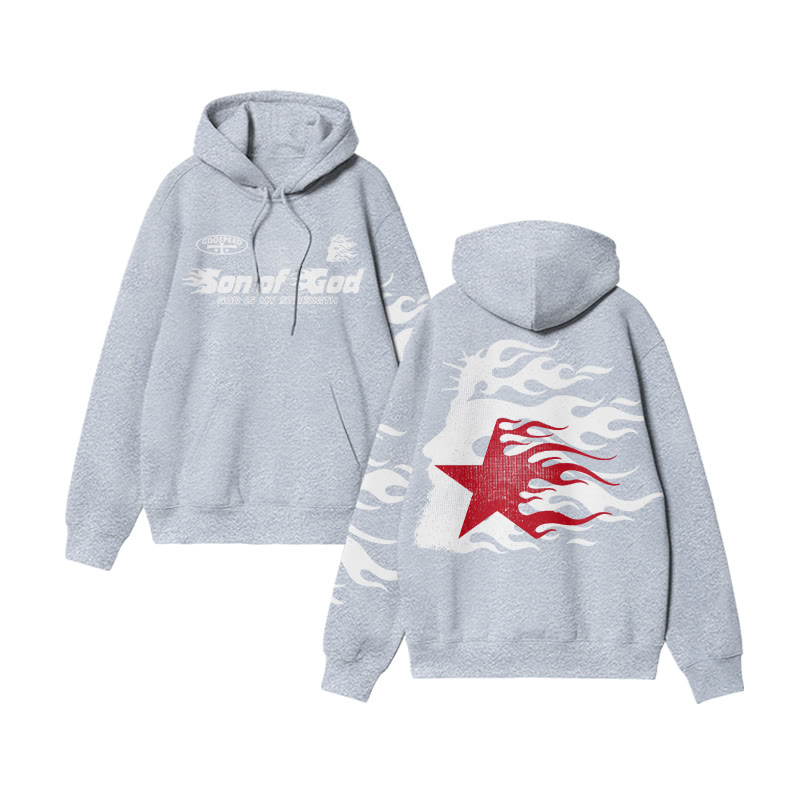 Unisex Son Of God Print Hoodie - Grey - US16-18(2XL) - image 4