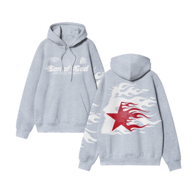 Unisex Son Of God Print Hoodie - Grey - US16-18(2XL) - image 4