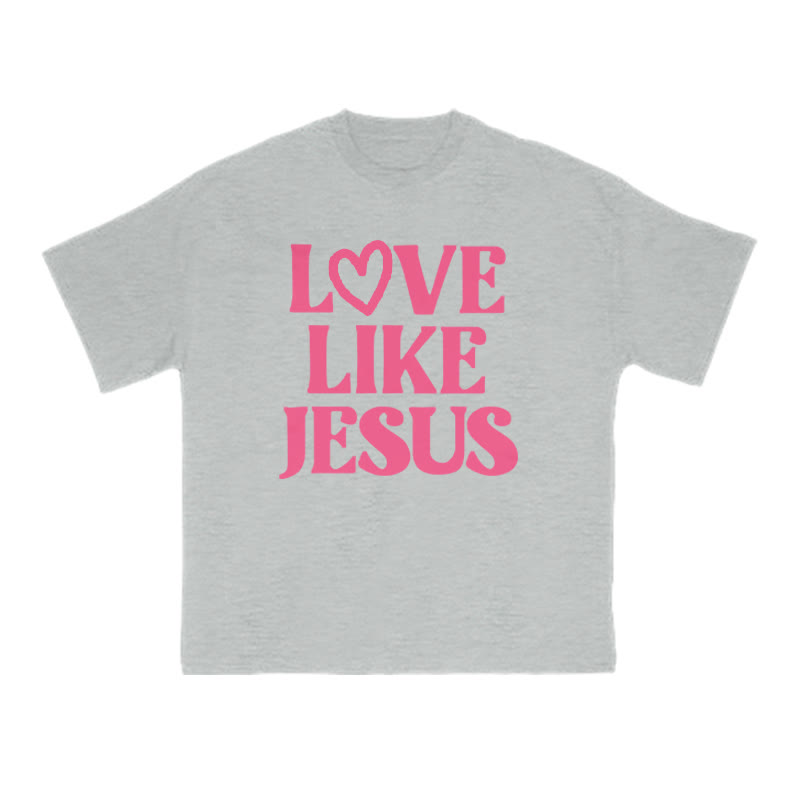 Love Like Jesus Valentine's Day Print T-shirt - Grey - US16-18(2XL) - image 4