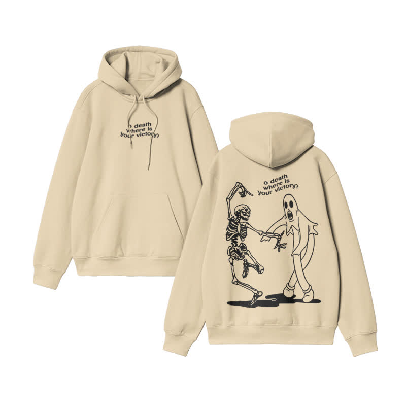 Unisex O Death Where Is Your Victory Print hoodie - Apricot - US16-18(2XL) - image 4