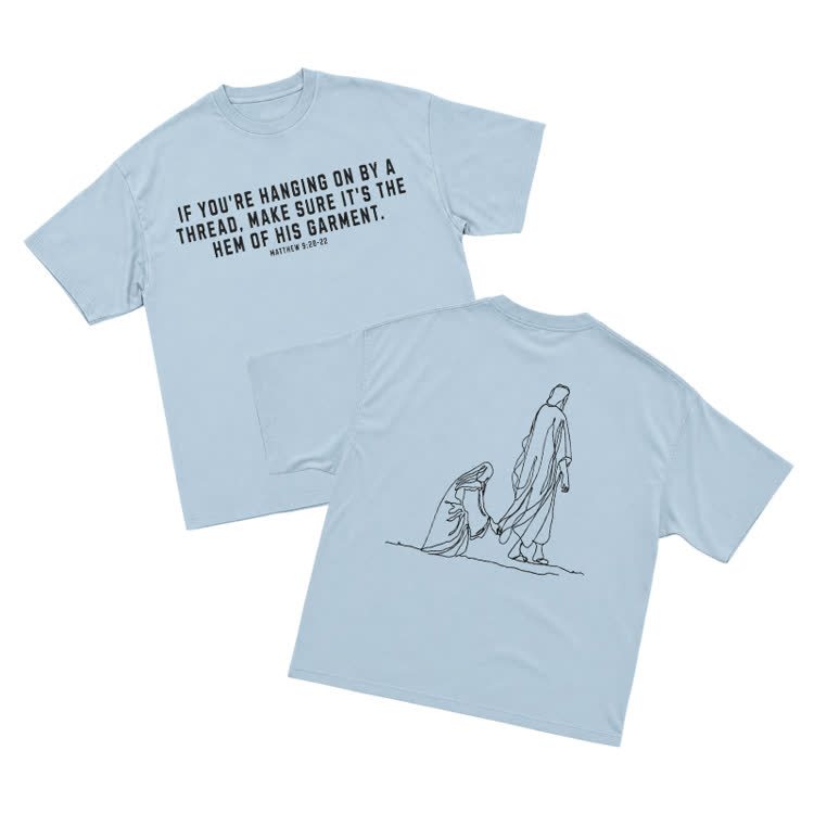 Minimal Sketch Faith Inspired Short Sleeve Streetwear T-Shirt - Light Blue - US16-18(2XL) - image 7
