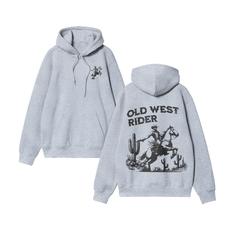 Unisex Old West Rider Print hoodie - Grey - US16-18(2XL) - image 3