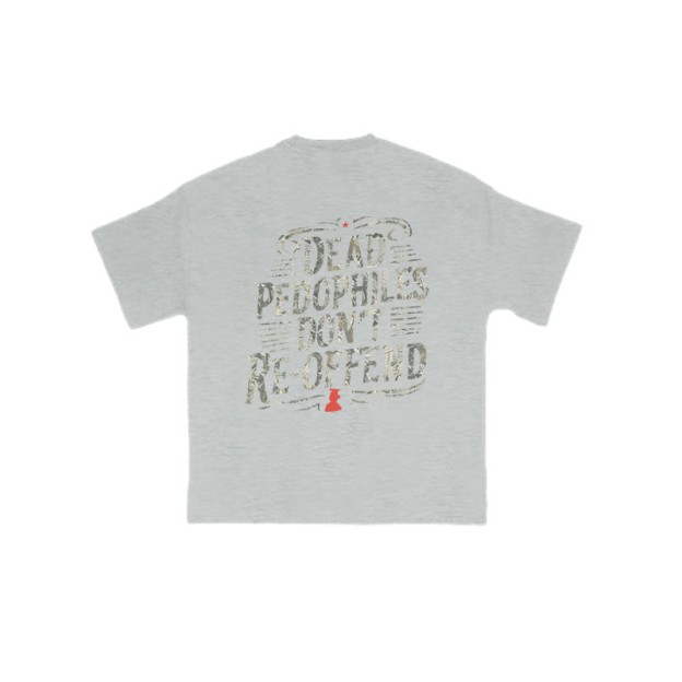 Creative Dead Pedophiles Don't Re-offend Protect The Innocent Dead Leaves Camouflage Print T-shirt - Grey - US16-18(2XL) - image 3