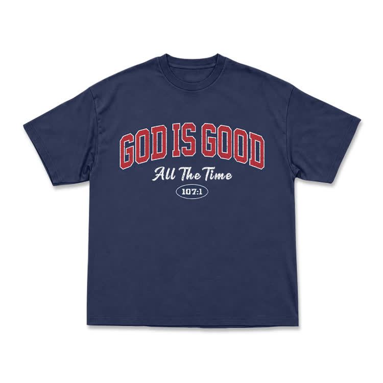 Classic Faith Letter God Is Good Graphic T-Shirt - Navy Blue - US16-18(2XL) - image 5