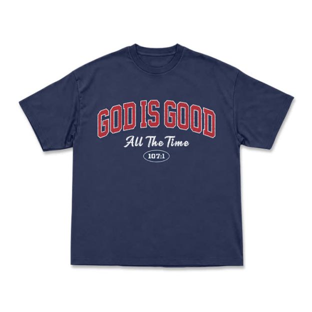 Classic Faith Letter God Is Good Graphic T-Shirt - Navy Blue - US16-18(2XL) - image 5