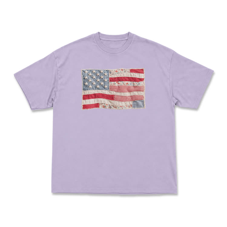 Vintage Flag Graphic Print T-Shirt - Purple - US16-18(2XL) - image 5