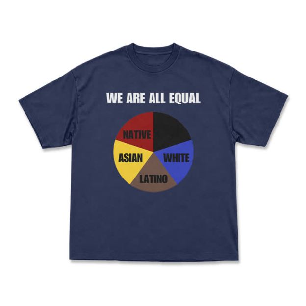 Casual We Are All Equal Graphic Crew Neck T Shirt - Navy Blue - US16-18(2XL) - image 5
