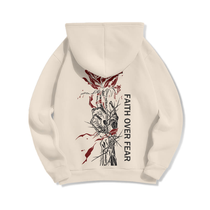 Unisex Faith Over Fear Print Half Zip Hoodie - image 7