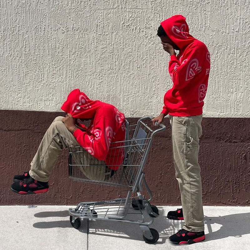 You Belong With Me Heart Print Zip Up Hoodie