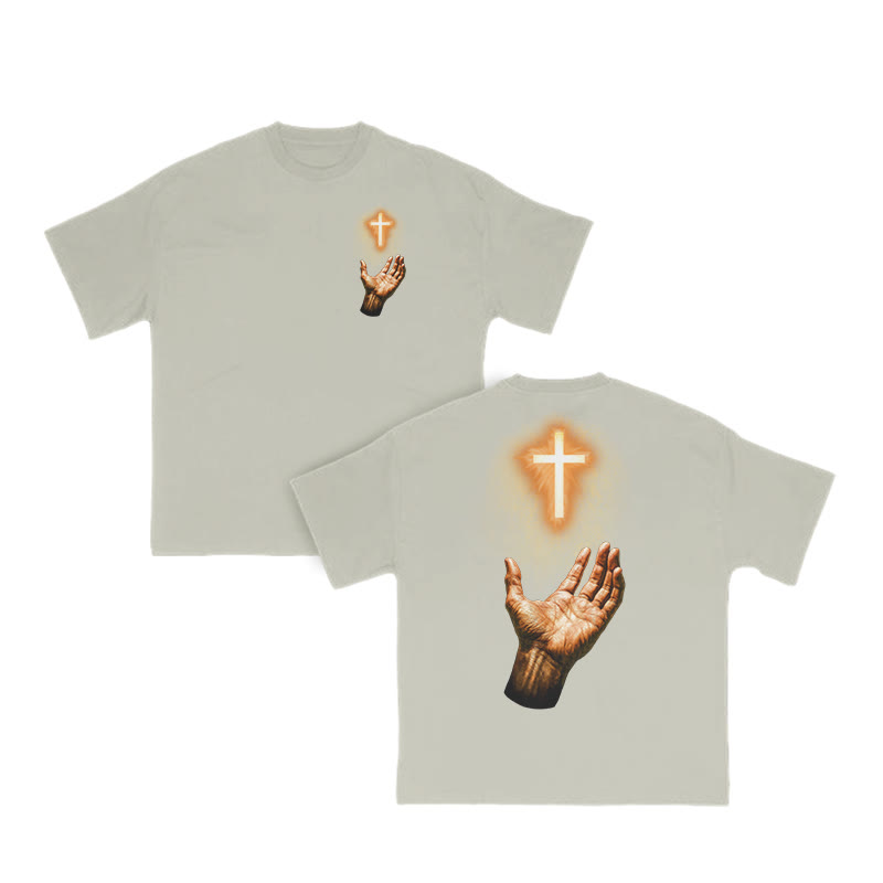 Gold Cross Print T-shirt - Warm Grey - US16-18(2XL) - image 5