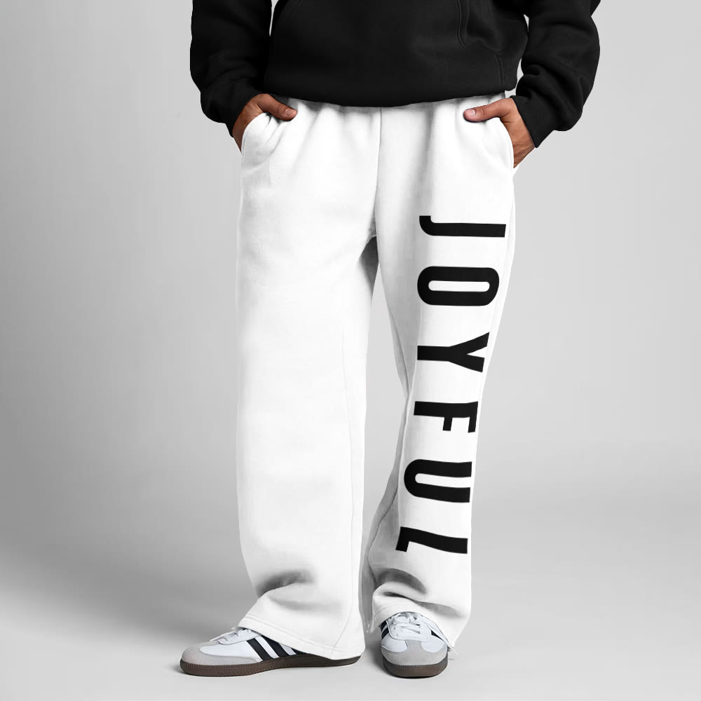 Joyful Print Straight-leg Sweatpants - White - 5XL - image 5