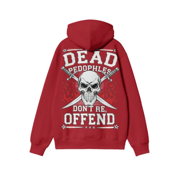 Dead Pedophiles Don't Re-offend Skull Print Hoodie - Red - US16-18(2XL) - image 7