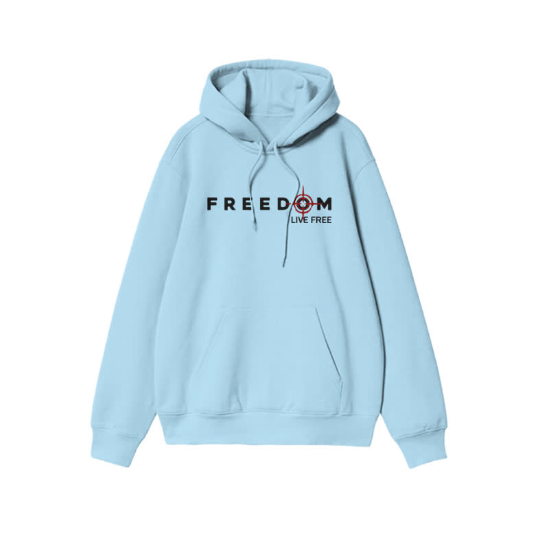 Unisex Freedom Live Free Print Hoodie - Light Blue - 2XL - image 8