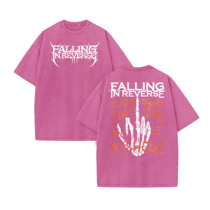 Unisex I Am Aware That I Am An A$$hole Print Acid Washed T-shirt - Pink - US20-22(3XL) - image 6