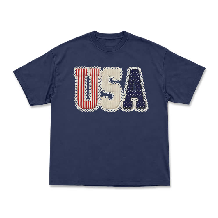 Vintage College Style USA T-Shirt - Navy Blue - US16-18(2XL) - image 12