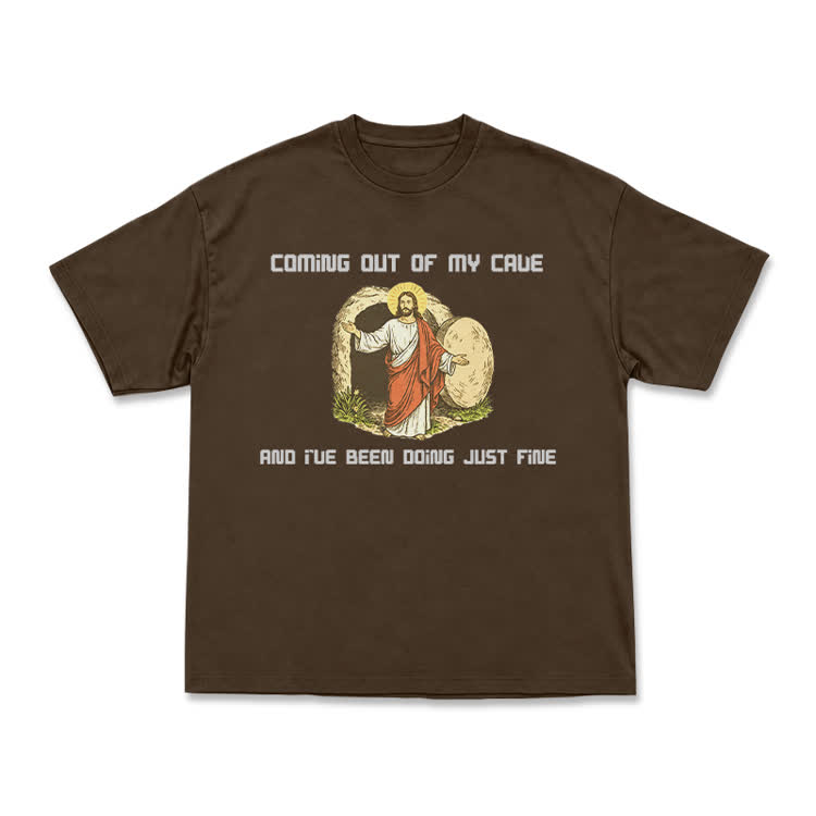 Faith Humorous Jesus Illustration Jersey T-Shirt - Coffee - US16-18(2XL) - image 12
