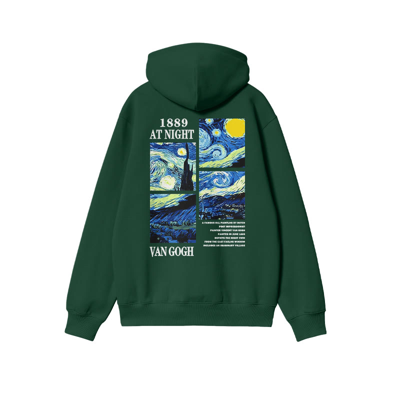 Van Gogh 1889 At Night Print Hoodie - Dark Green - US16-18(2XL) - image 7