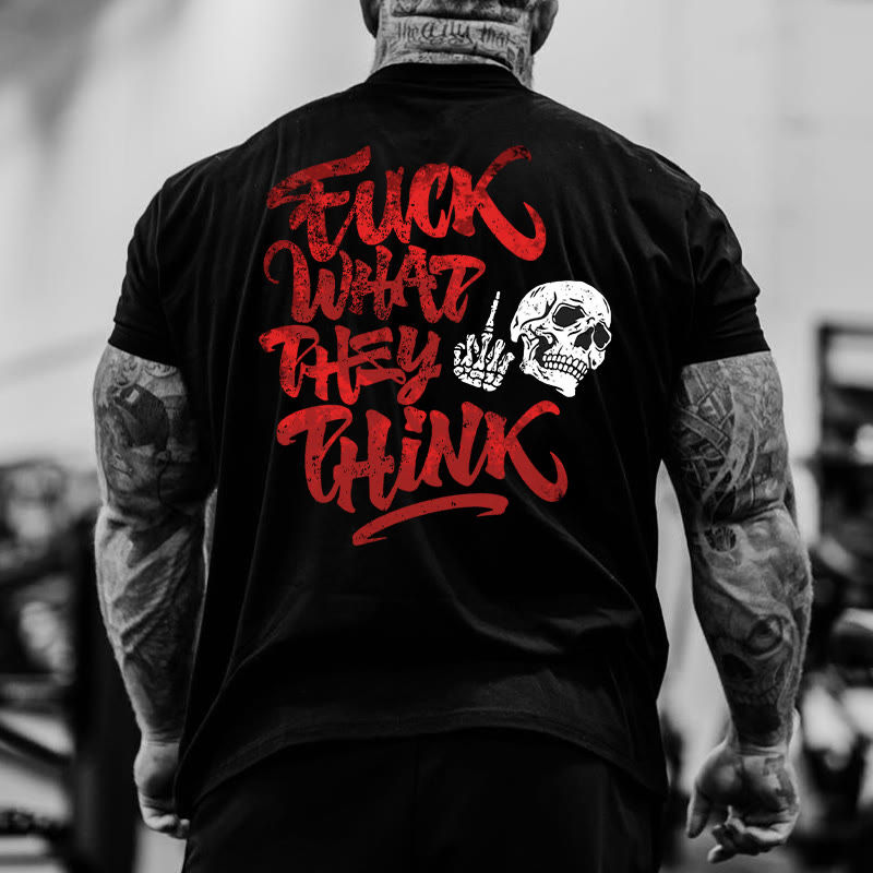 Gym 100% Cotton Fuck What They Think Print T-shirt - Black - US16-18(2XL) - image 3