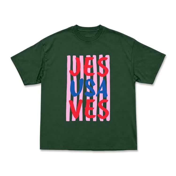 Art Inspired Stripe JESUSAVES Graphic T-Shirt - Green - US16-18(2XL) - image 7