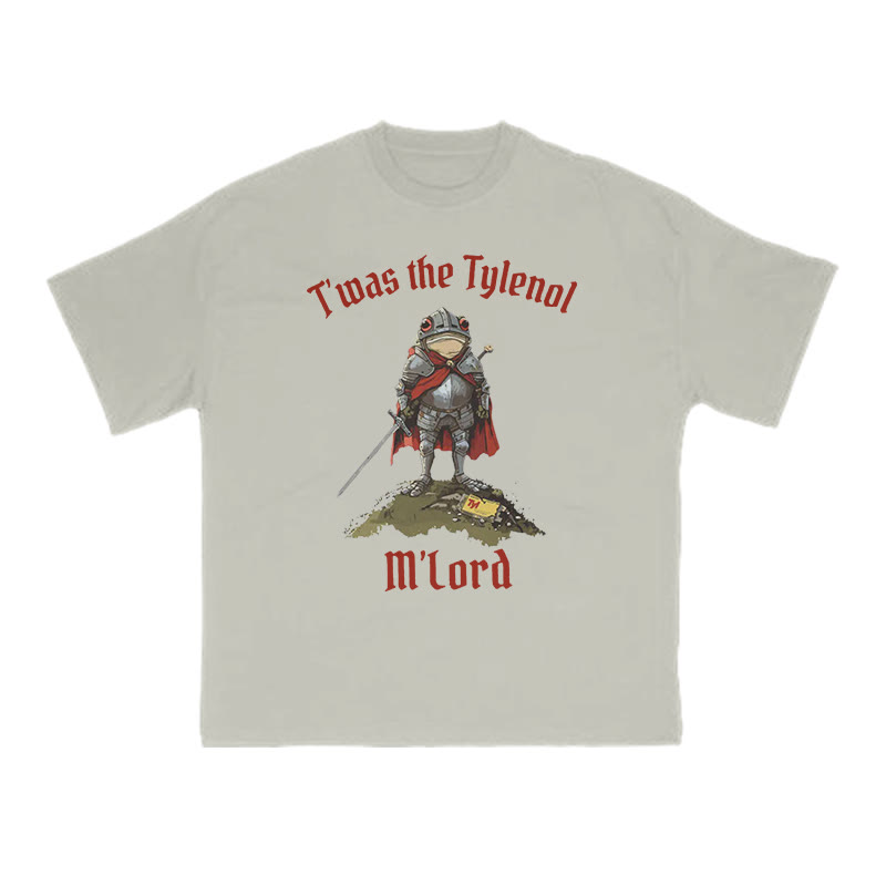 Unisex T'was The Tylenol M'lord Knight Frog Print T-shirt - Warm Grey - US16-18(2XL) - image 4