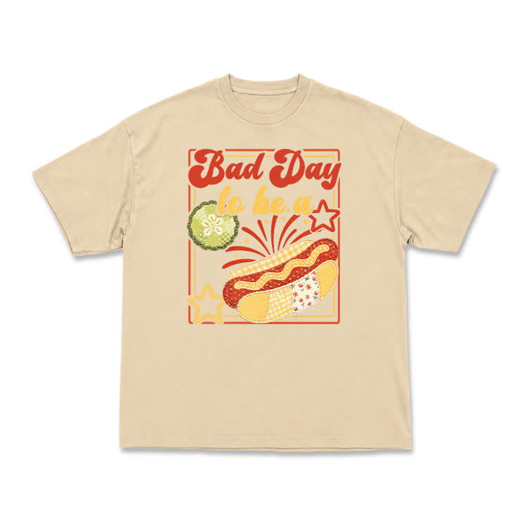 Bad Day to Be a Hot Dog Graphic Casual T-Shirt - Apricot - US16-18(2XL) - image 4