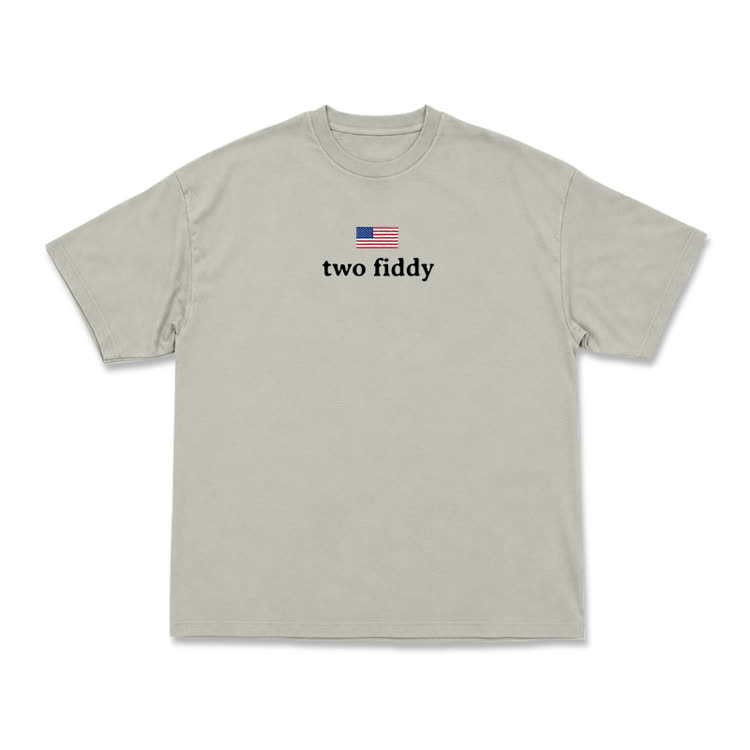 Two Fiddy American Flag Graphic T-Shirt - Warm Grey - US16-18(2XL) - image 4