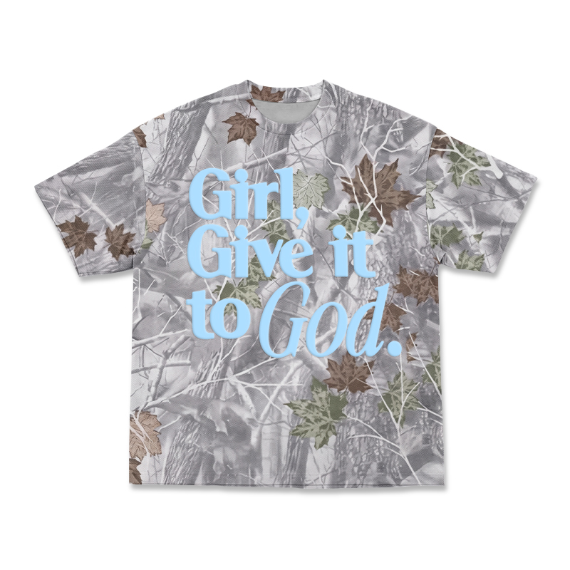 Casual Camo Girl Give It to God T-Shirt - Gray Leaf - 3XL - image 9