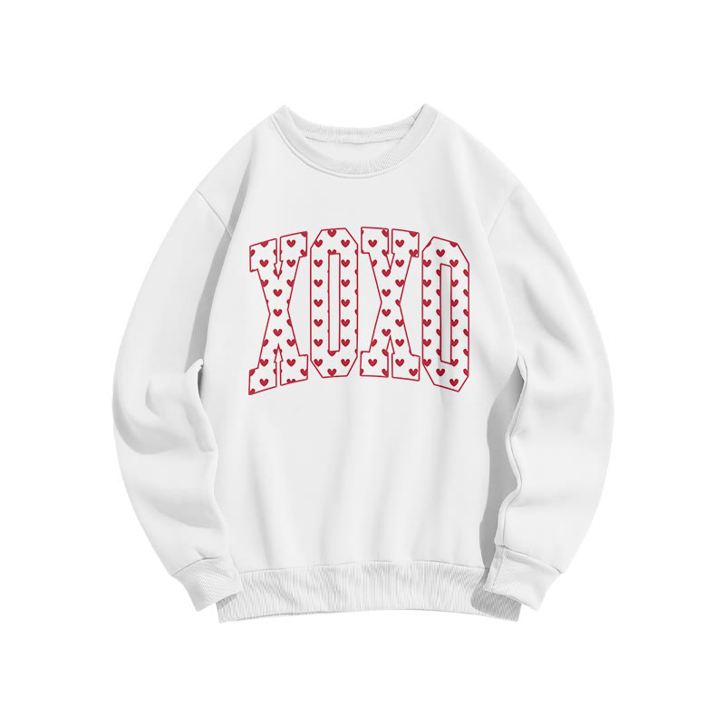 Xoxo Heart-shaped Valentine's Day Print Sweatshirt - White - US16-18(2XL) - image 3