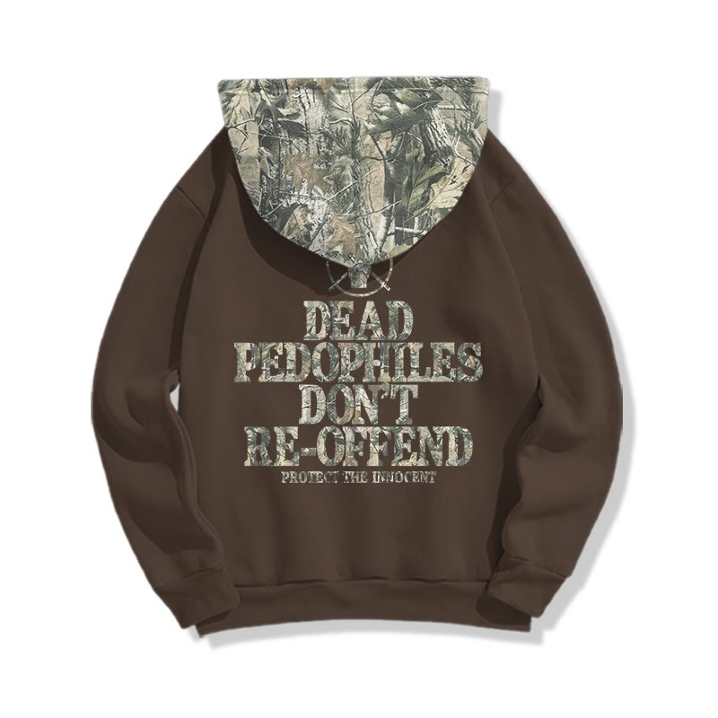 Dead Pedophiles Don't Re-offend Protect The Innocent Dead Leaves Camouflage Print Causal Hoodie - Coffee - US44-46(8XL) - image 5
