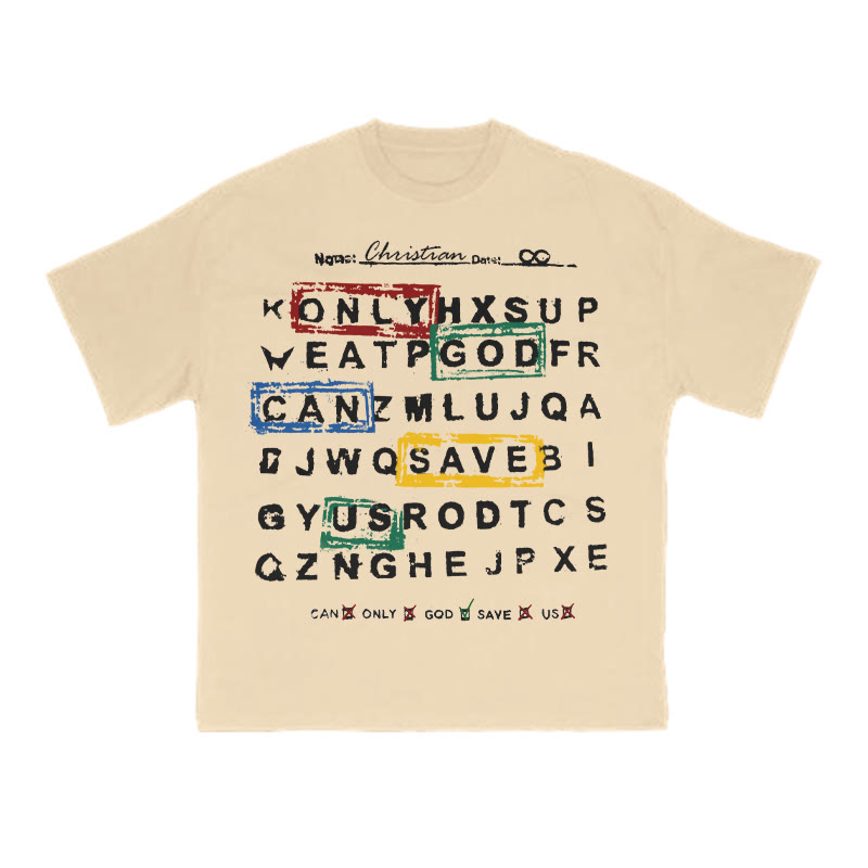 Only God Can Save Us Print T-shirt - Apricot - US16-18(2XL) - image 5