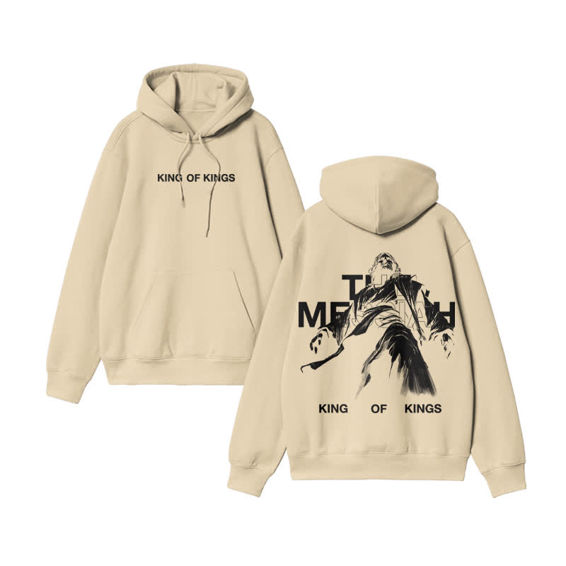 Unisex 100% Cotton Jesus Is King Of Kings Print hoodie - Apricot - US16-18(2XL) - image 4