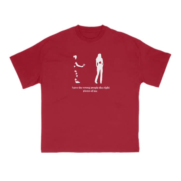 I Gave The Wrong People The Right Pieces Of Me Print T-shirt - Red - US16-18(2XL) - image 8