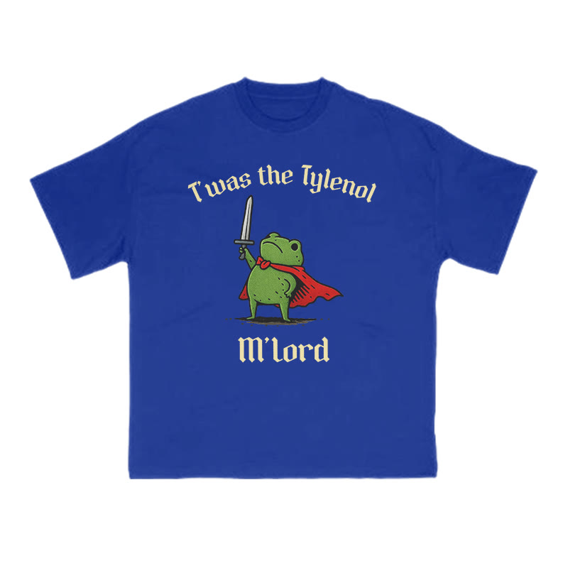 Unisex T'was The Tylenol M'lord Armored Frog Print T-shirt - Blue - US16-18(2XL) - image 8