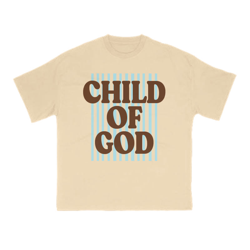 Unisex 100% Cotton Child Of God Stripes Print T-shirt - Apricot - US16-18(2XL) - image 4