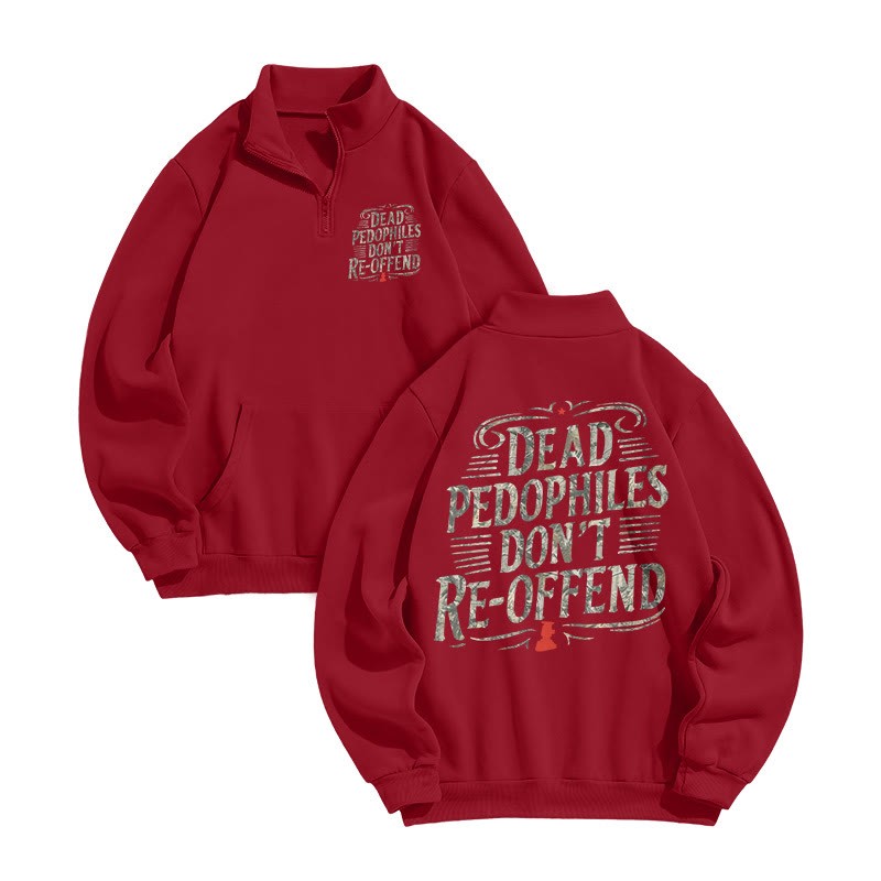 Dead Pedophiles Don't Re-offend Dead Leaves Camouflage Print Zip Sweatshirt - Red - US16-18(2XL) - image 6