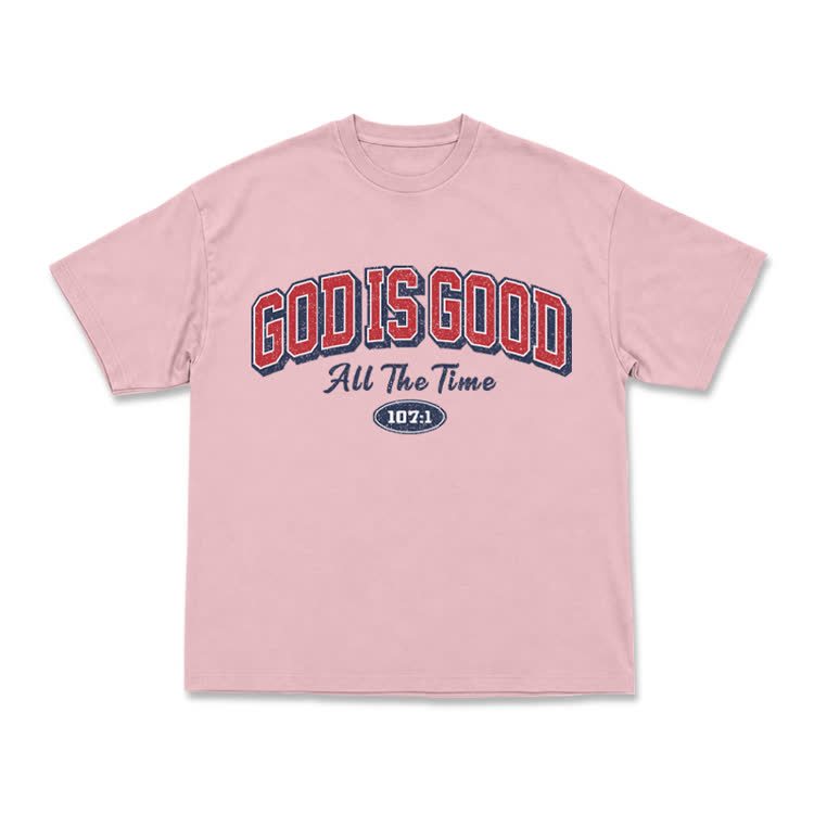 Classic Faith Letter God Is Good Graphic T-Shirt - Pink - US16-18(2XL) - image 12