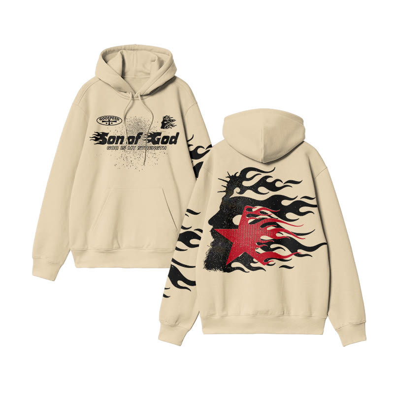 Unisex Son Of God Print Hoodie - Apricot - US16-18(2XL) - image 5