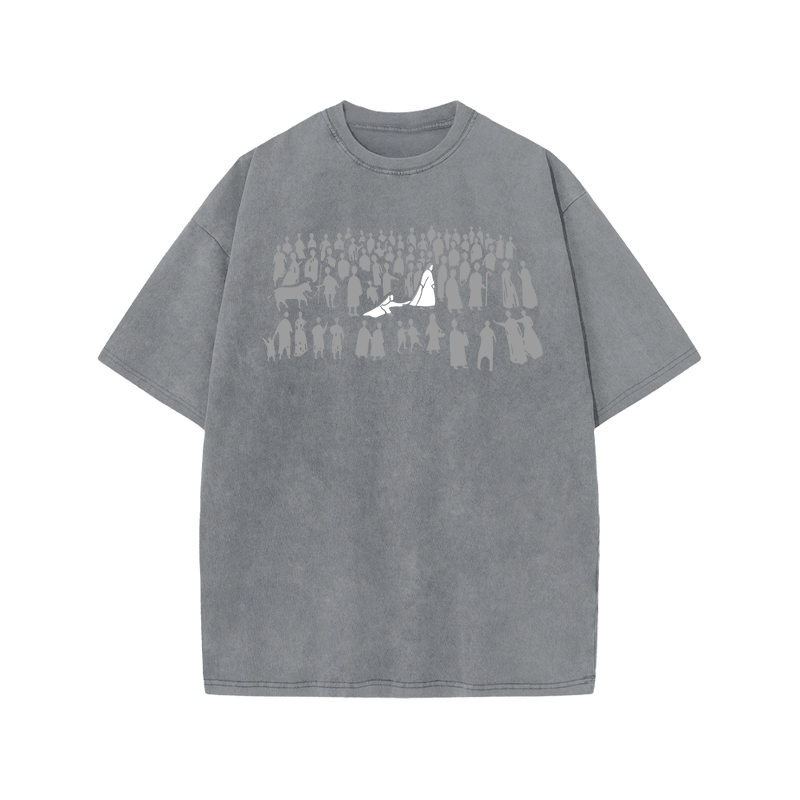 Vintage Silhouette Graphic Graphic Print Acid Washed T-shirt - Grey - US20-22(3XL) - image 3