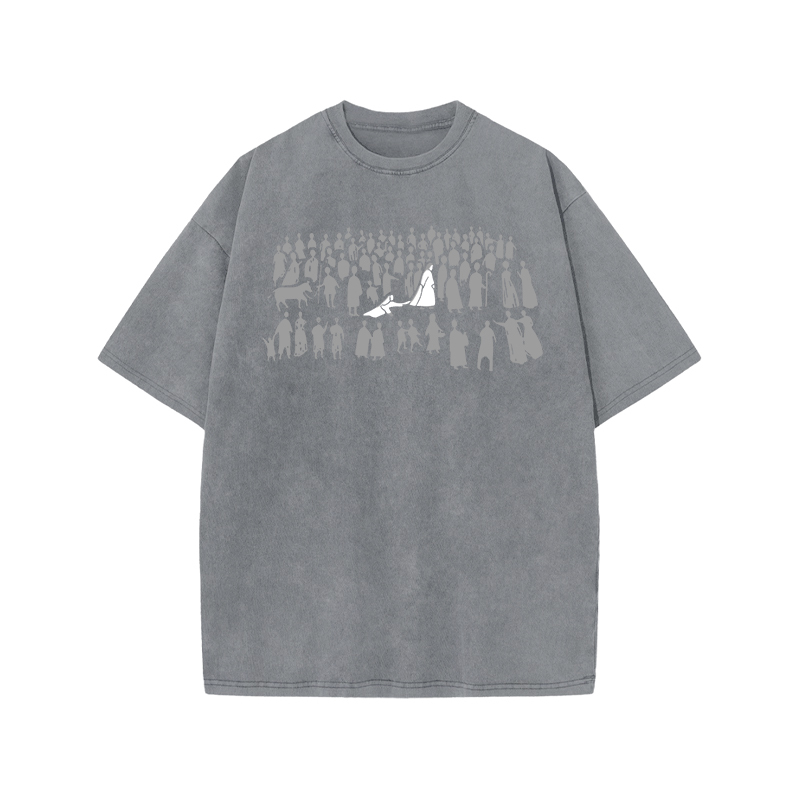 Vintage Silhouette Graphic Graphic Print Acid Washed T-shirt - Grey - US20-22(3XL) - image 3
