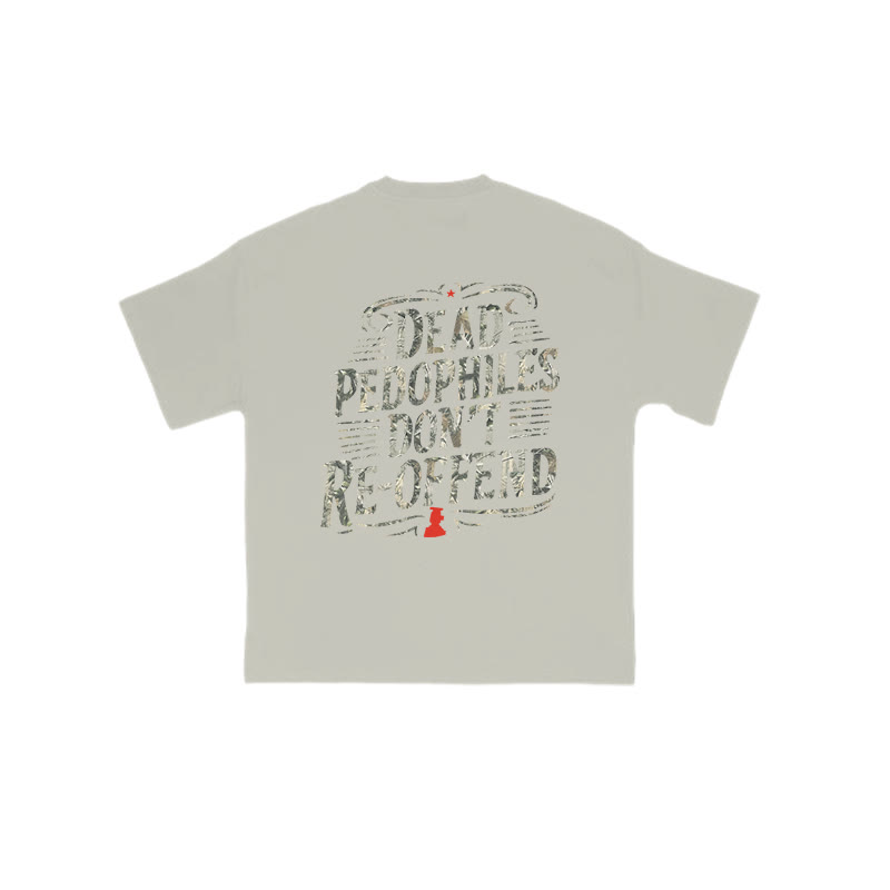 Creative Dead Pedophiles Don't Re-offend Protect The Innocent Dead Leaves Camouflage Print T-shirt - Warm Grey - US16-18(2XL) - image 4
