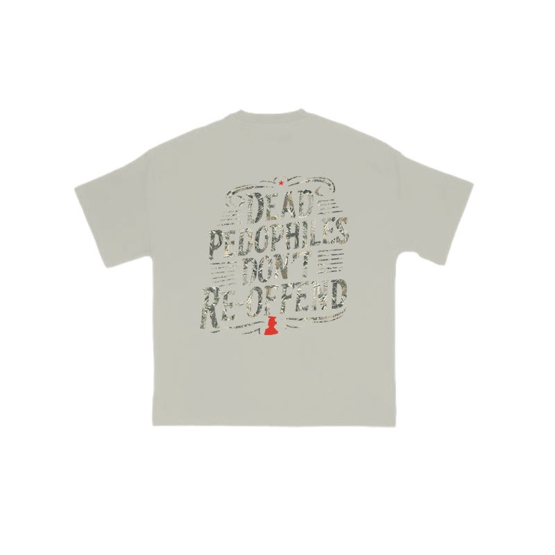 Creative Dead Pedophiles Don't Re-offend Protect The Innocent Dead Leaves Camouflage Print T-shirt - Warm Grey - US16-18(2XL) - image 4
