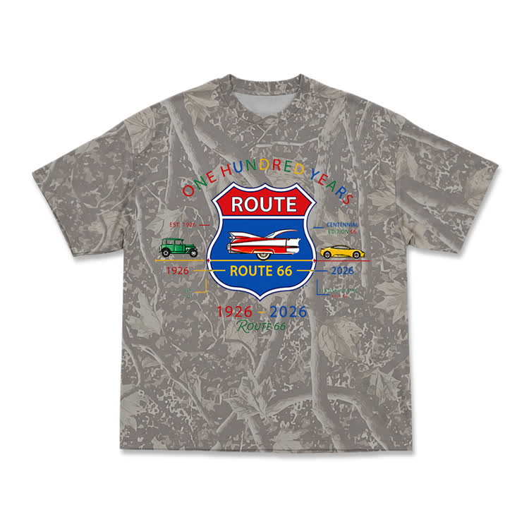 Casual Route 66 Centennial Camo Graphic T Shirt - Olive Green - 3XL - image 3