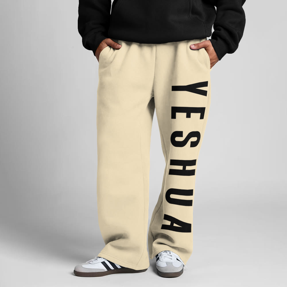 Yeshua Print Straight-leg Sweatpants - Apricot - 5XL - image 8